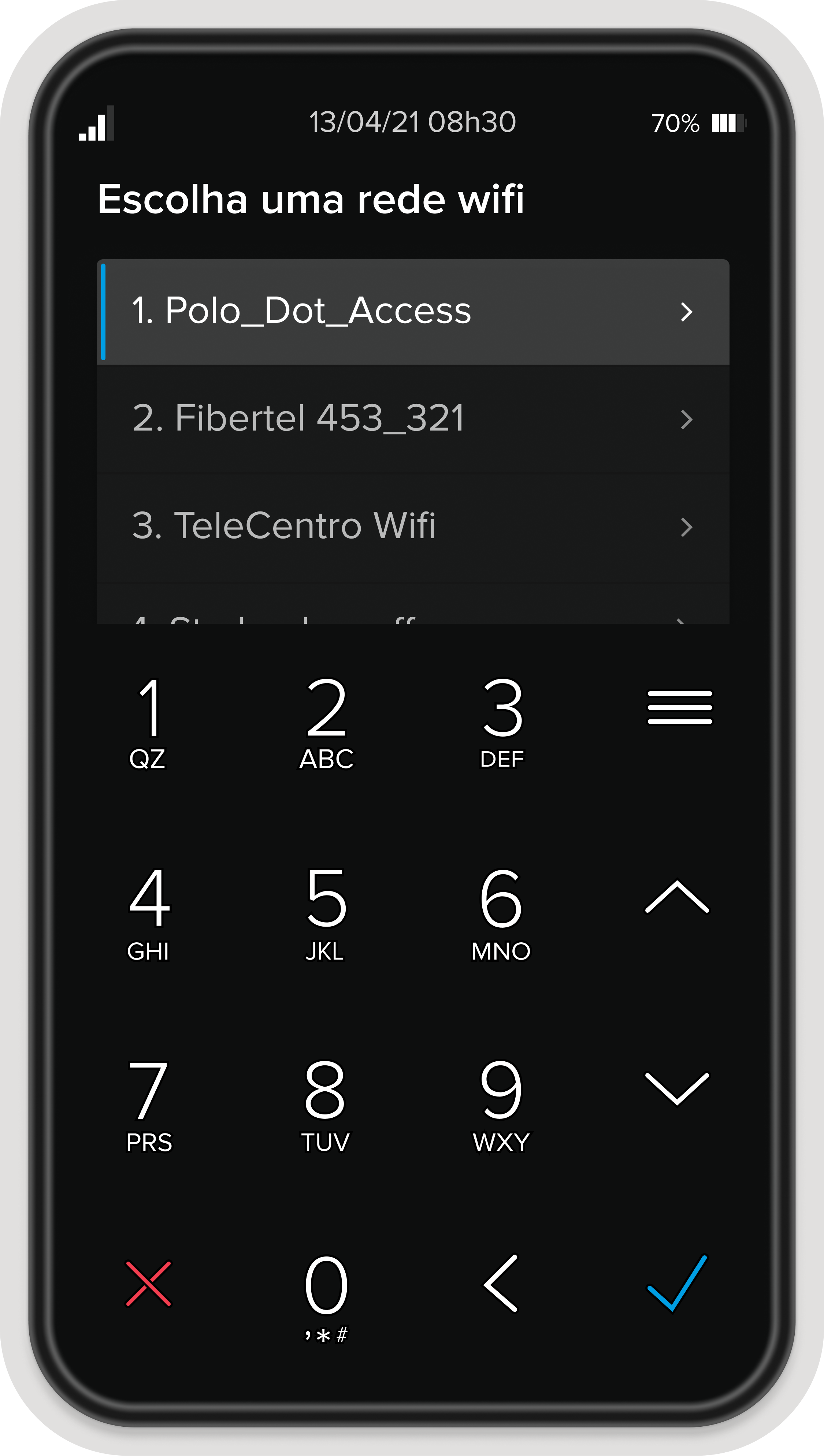 Point Air com lista de redes wifi disponível.